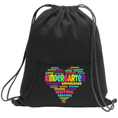 Kindergarten Word Marks Heart Sweatshirt Cinch Pack Bag