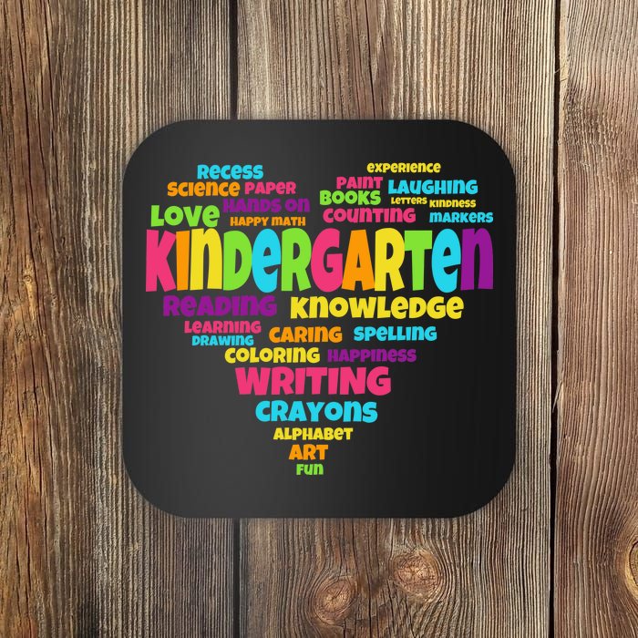 Kindergarten Word Marks Heart Coaster