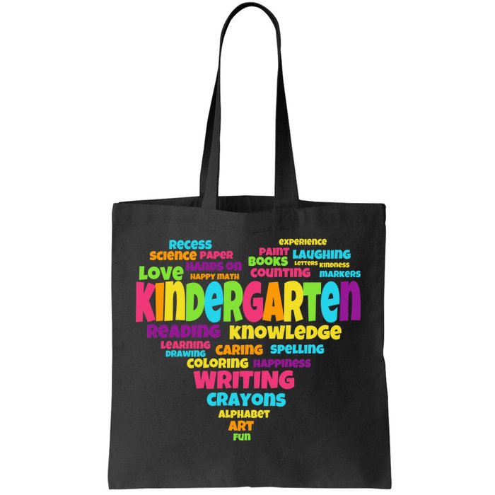 Kindergarten Word Marks Heart Tote Bag