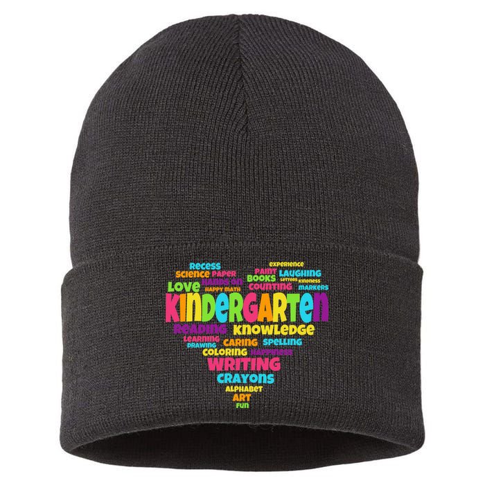 Kindergarten Word Marks Heart Sustainable Knit Beanie