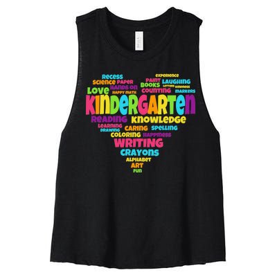 Kindergarten Word Marks Heart Women's Racerback Cropped Tank