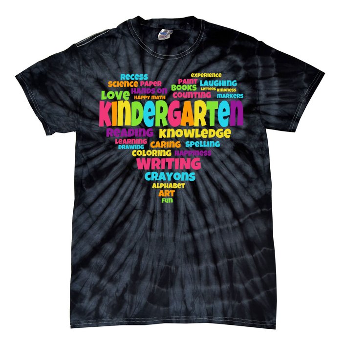 Kindergarten Word Marks Heart Tie-Dye T-Shirt