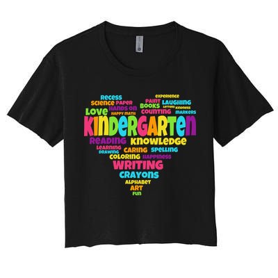 Kindergarten Word Marks Heart Women's Crop Top Tee