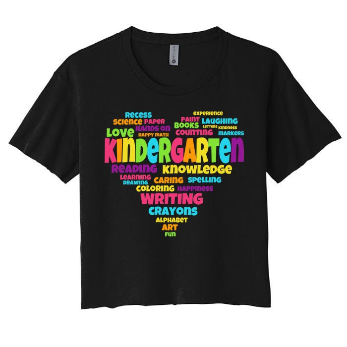 Kindergarten Word Marks Heart Women's Crop Top Tee