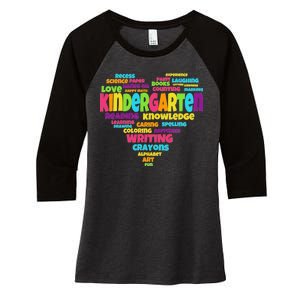 Kindergarten Word Marks Heart Women's Tri-Blend 3/4-Sleeve Raglan Shirt