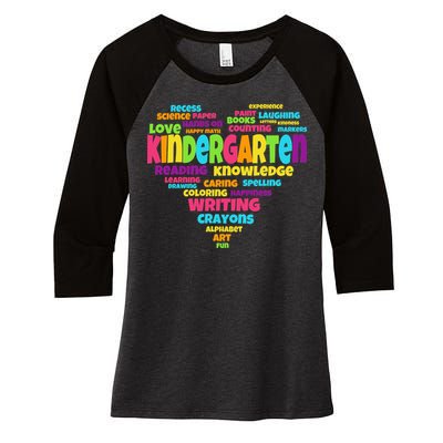 Kindergarten Word Marks Heart Women's Tri-Blend 3/4-Sleeve Raglan Shirt