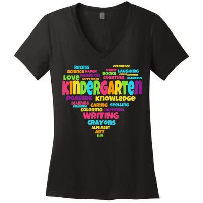 Kindergarten Word Marks Heart Women's V-Neck T-Shirt