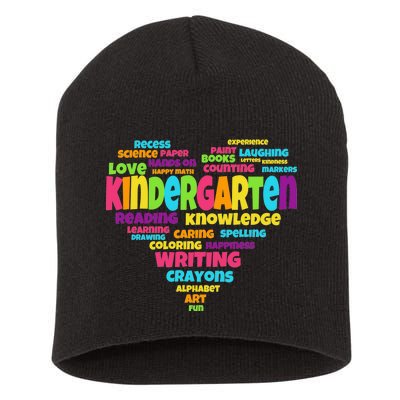 Kindergarten Word Marks Heart Short Acrylic Beanie