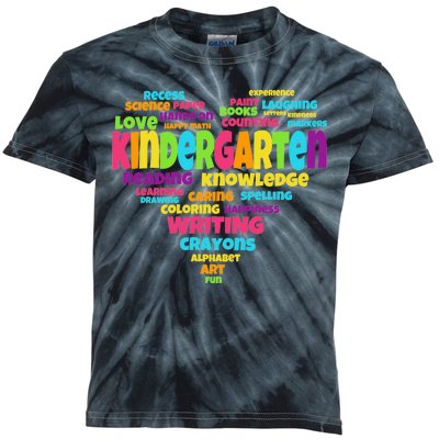 Kindergarten Word Marks Heart Kids Tie-Dye T-Shirt