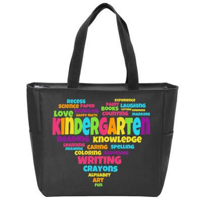 Kindergarten Word Marks Heart Zip Tote Bag