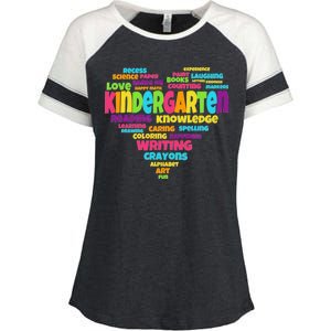 Kindergarten Word Marks Heart Enza Ladies Jersey Colorblock Tee