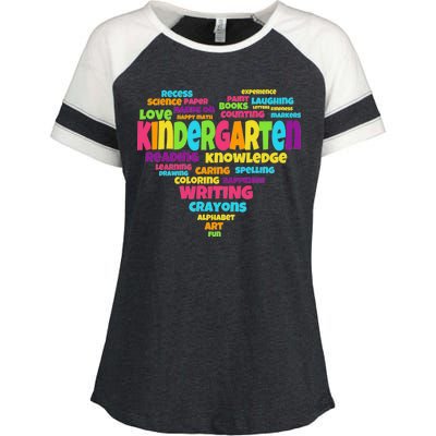 Kindergarten Word Marks Heart Enza Ladies Jersey Colorblock Tee