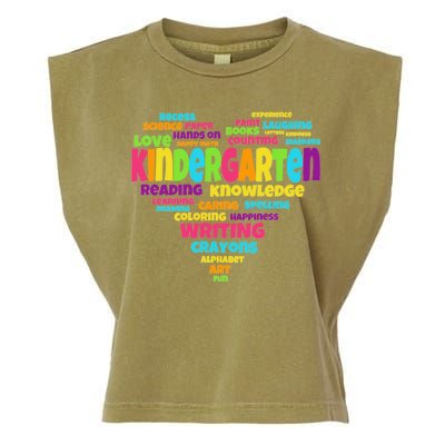 Kindergarten Word Marks Heart Garment-Dyed Women's Muscle Tee