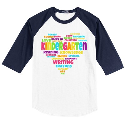 Kindergarten Word Marks Heart Baseball Sleeve Shirt