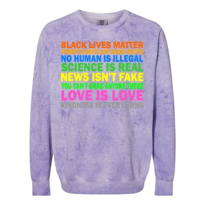 Kindness Is Everything Love Is Love Colorblast Crewneck Sweatshirt