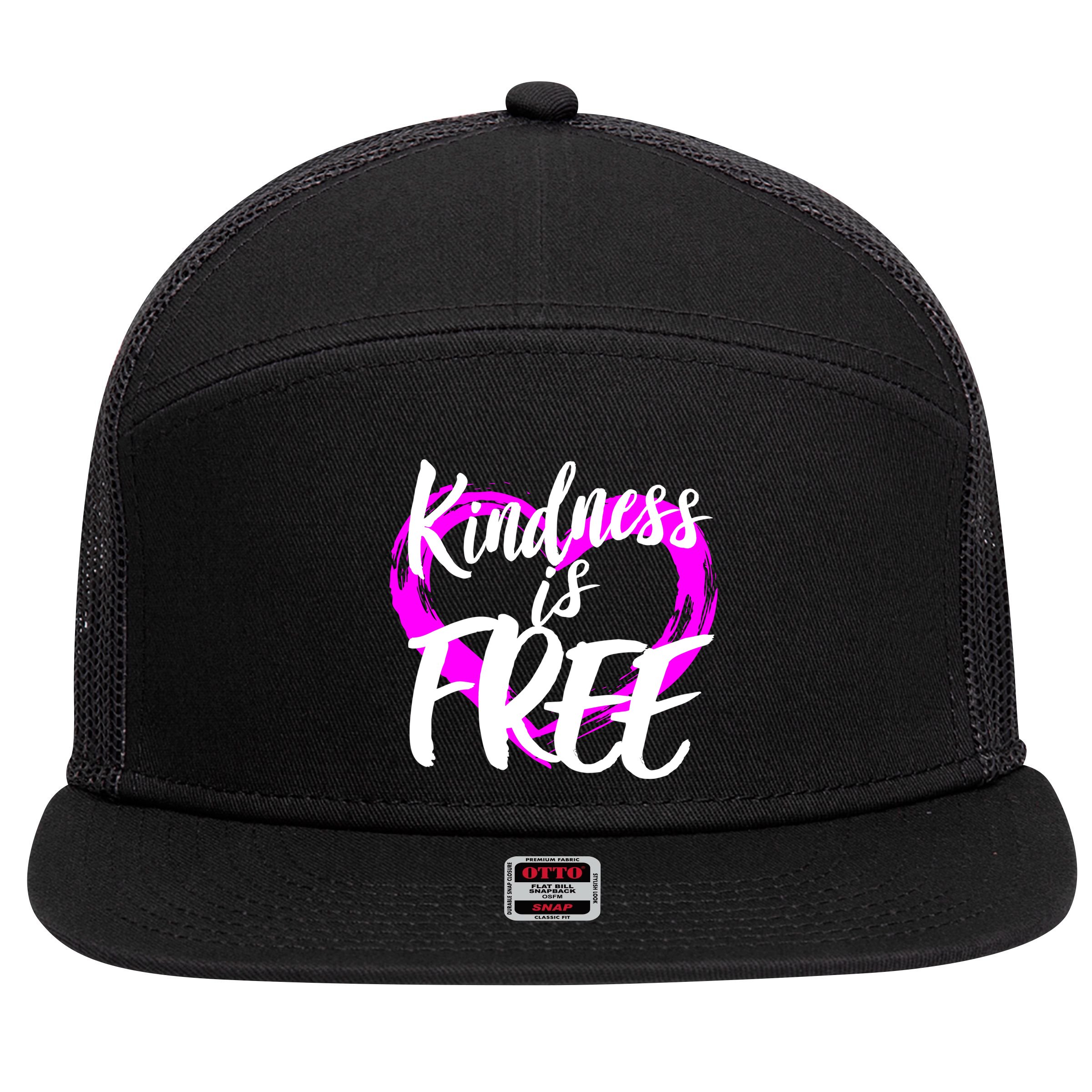 Kindness Is Free 7 Panel Mesh Trucker Snapback Hat