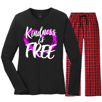 Kindness Is Free Women's Long Sleeve Flannel Pajama Set 