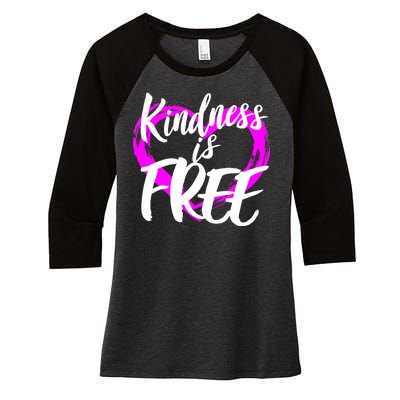 Kindness Is Free Women's Tri-Blend 3/4-Sleeve Raglan Shirt