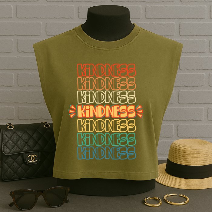 Kindness Pattern Garment-Dyed Women's Muscle Tee