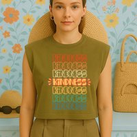 Kindness Pattern Garment-Dyed Women's Muscle Tee