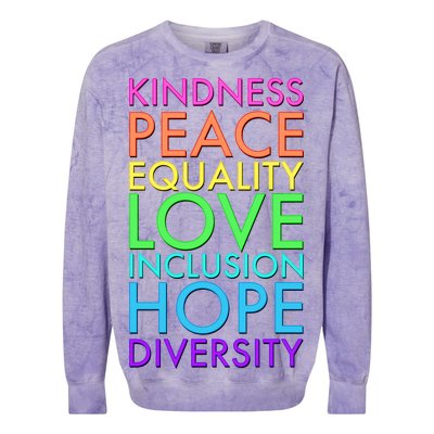 Kindness Peace Equality Love Hope Diversity Colorblast Crewneck Sweatshirt