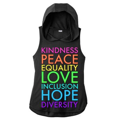 Kindness Peace Equality Love Hope Diversity Ladies PosiCharge Tri-Blend Wicking Draft Hoodie Tank