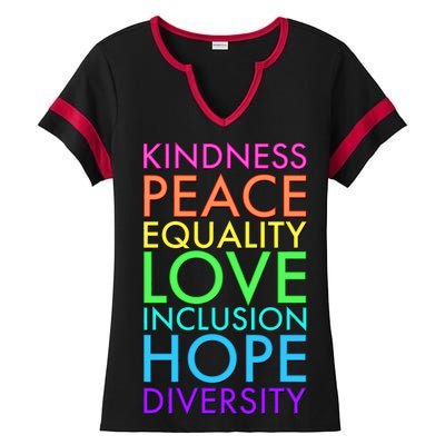 Kindness Peace Equality Love Hope Diversity Ladies Halftime Notch Neck Tee