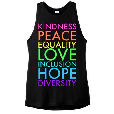 Kindness Peace Equality Love Hope Diversity Ladies PosiCharge Tri-Blend Wicking Tank