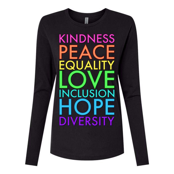 Kindness Peace Equality Love Hope Diversity Womens Cotton Relaxed Long Sleeve T-Shirt