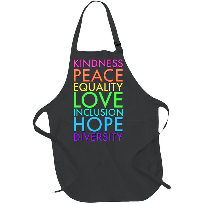 Kindness Peace Equality Love Hope Diversity Full-Length Apron With Pockets