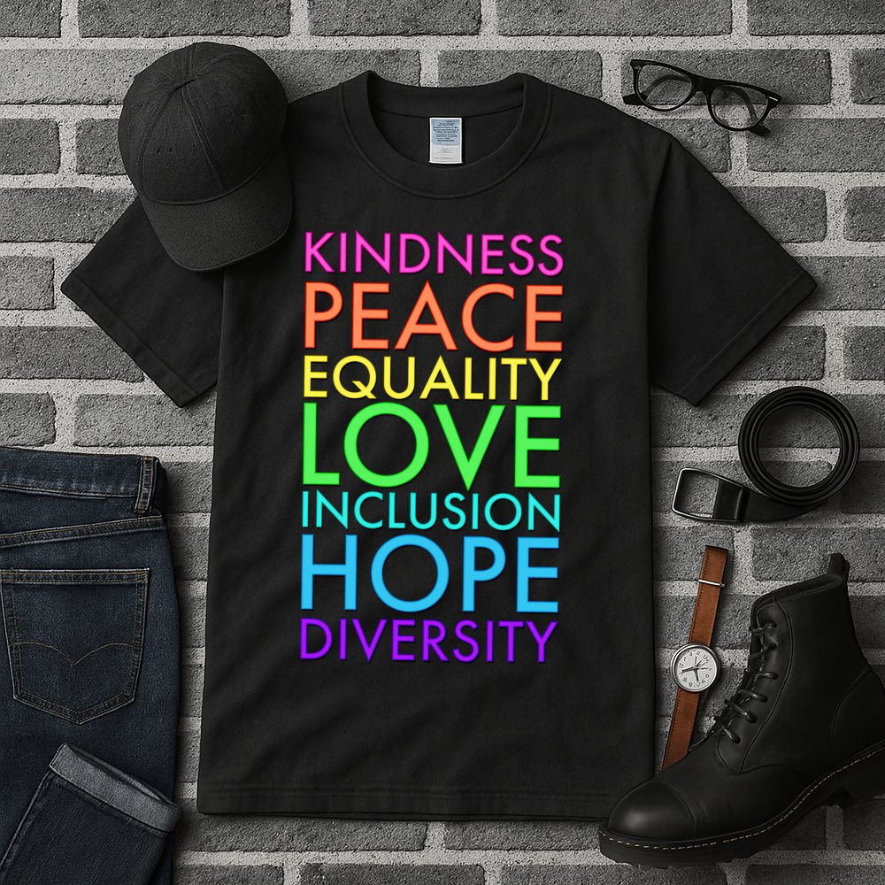 Kindness Peace Equality Love Hope Diversity Tall T-Shirt