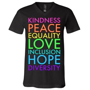 Kindness Peace Equality Love Hope Diversity V-Neck T-Shirt