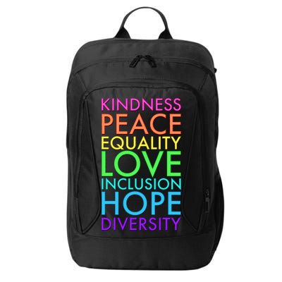 Kindness Peace Equality Love Hope Diversity City Backpack