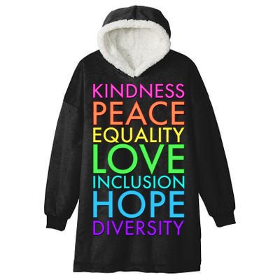 Kindness Peace Equality Love Hope Diversity Hooded Wearable Blanket