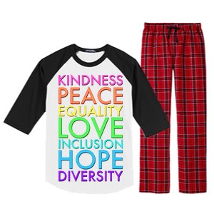 Kindness Peace Equality Love Hope Diversity Raglan Sleeve Pajama Set