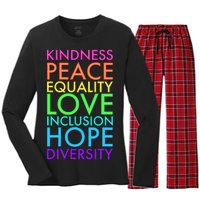 Kindness Peace Equality Love Hope Diversity Women's Long Sleeve Flannel Pajama Set 