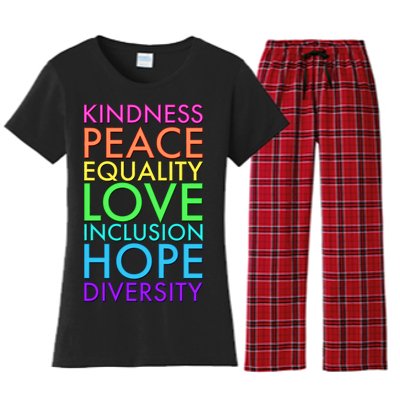 Kindness Peace Equality Love Hope Diversity Women's Flannel Pajama Set