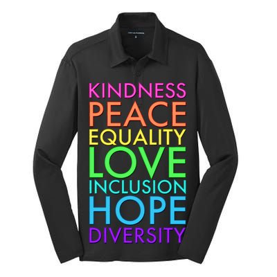 Kindness Peace Equality Love Hope Diversity Silk Touch Performance Long Sleeve Polo