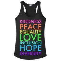 Kindness Peace Equality Love Hope Diversity Ladies PosiCharge Competitor Racerback Tank