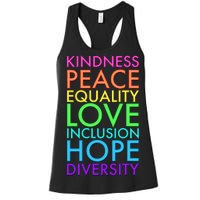 Kindness Peace Equality Love Hope Diversity Women's Racerback Tank