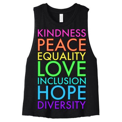 Kindness Peace Equality Love Hope Diversity Women's Racerback Cropped Tank