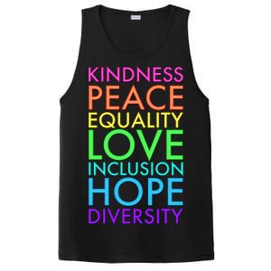 Kindness Peace Equality Love Hope Diversity PosiCharge Competitor Tank