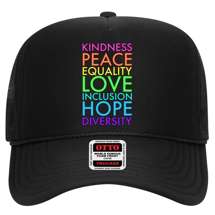 Kindness Peace Equality Love Hope Diversity Trucker Hat