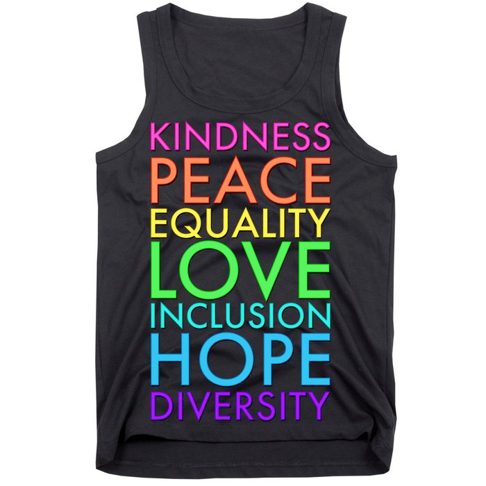 Kindness Peace Equality Love Hope Diversity Tank Top