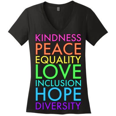 Kindness Peace Equality Love Hope Diversity Women's V-Neck T-Shirt