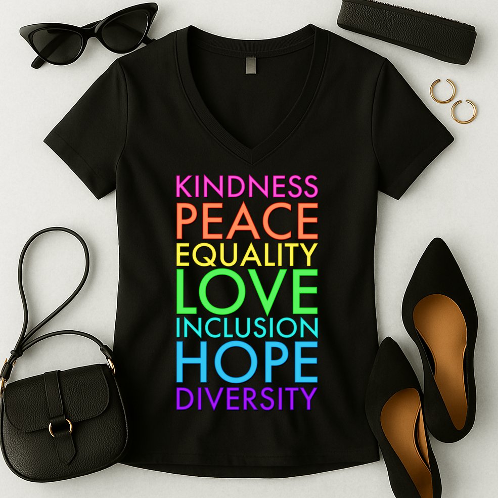 Kindness Peace Equality Love Hope Diversity Women's V-Neck T-Shirt