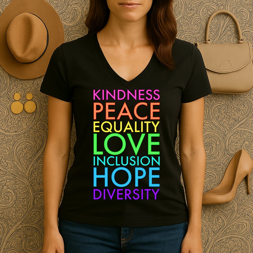 Kindness Peace Equality Love Hope Diversity Women's V-Neck T-Shirt