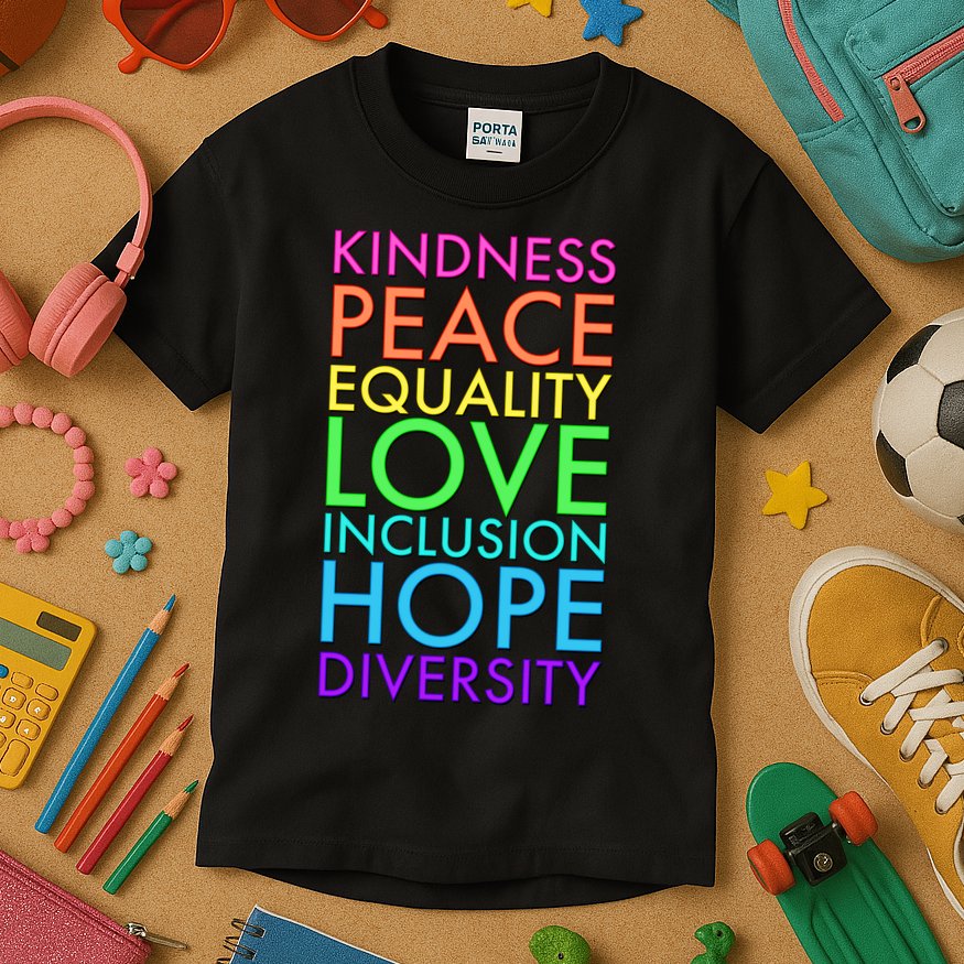 Kindness Peace Equality Love Hope Diversity Kids T-Shirt