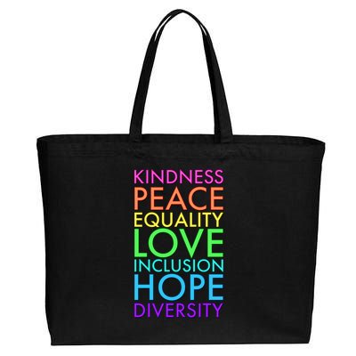 Kindness Peace Equality Love Hope Diversity Cotton Canvas Jumbo Tote