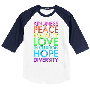 Kindness Peace Equality Love Hope Diversity Baseball Sleeve Shirt